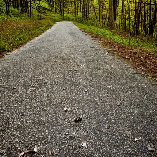 Image similar to topdown fotage of an old abandoned road