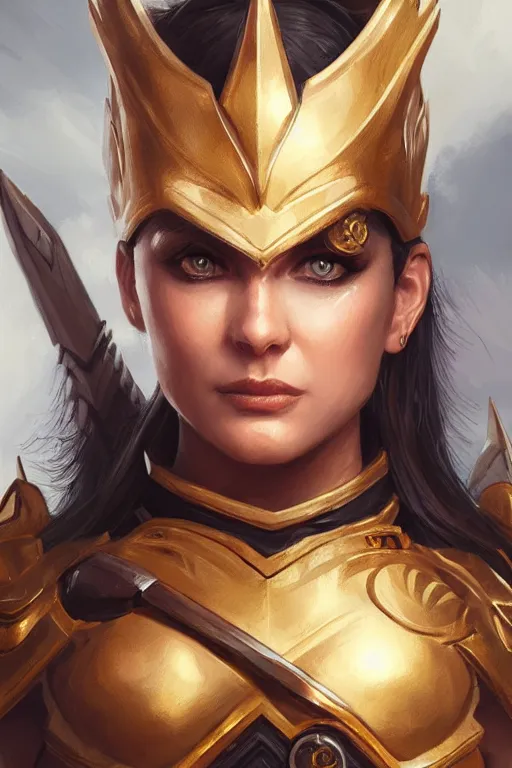 Image similar to amazon valkyrie athena, d & d, fantasy, portrait, highly detailed, headshot, digital painting, trending on artstation, concept art, sharp focus, illustration, art by artgerm and greg rutkowski and magali villeneuve