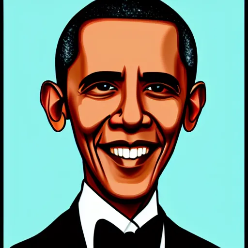 Image similar to Barack Obama, in Rick and Mory art style