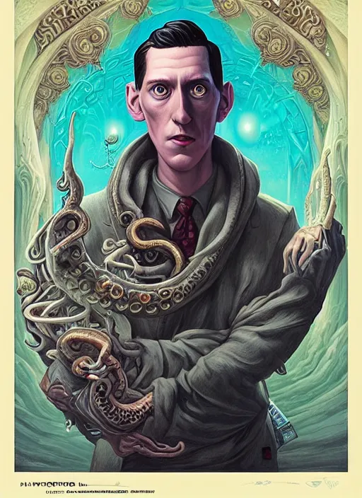 Prompt: lovecraft lovecraftian portrait of arthur, pixar style, by tristan eaton stanley artgerm and tom bagshaw, dali