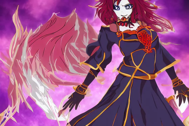 Image similar to character Lina Inverse from anime Slayers (1995 – 2009), trending on art station, fantasy,
