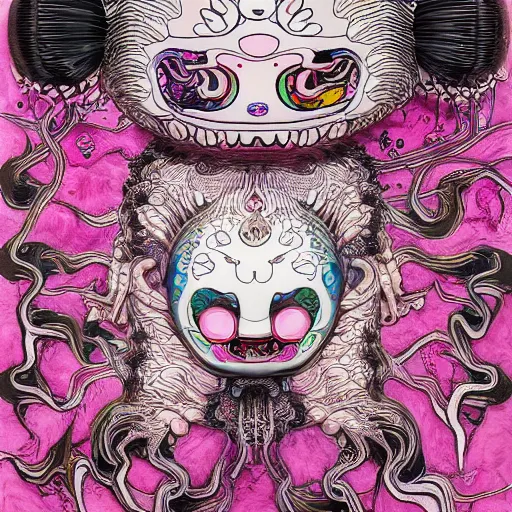 Prompt: pink scream by takashi murakami and h.r. giger, intricately detailed artwork, full 8k high quality resolution, recently just found unknown masterpiece