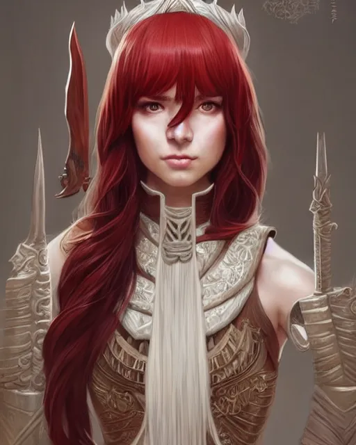 Image similar to mage with with wand casting ultimate attack, ivory carved mantle, red hair straight bangs wearing ivory carved bone armor, bone plants, intricate, elegant, highly detailed, digital painting, full body concept art, smooth, ultra wide angle horizon, illustration, art by artgerm, greg rutkowski, ilya kuvshinov