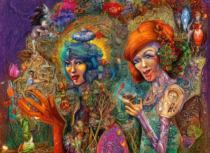 Prompt: folk art, lowbrow, matte painting, 3 - d highly detailed, in the style of josephine wall,