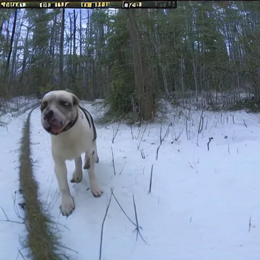 Image similar to banana and dog hybrid trail cam cctv footage