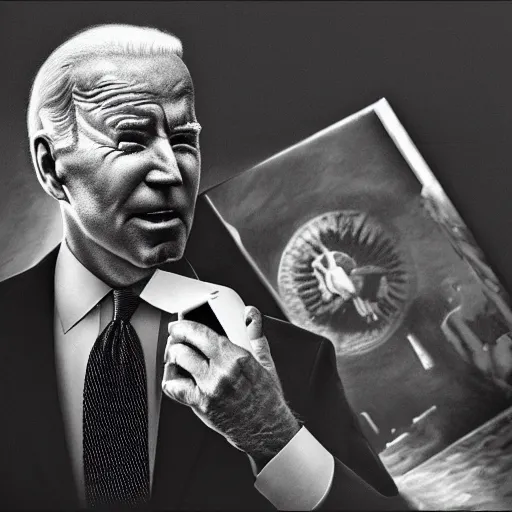 Image similar to joe biden eating the demon core, photography, realism, realistic, photorealism, photography, f 3. 5