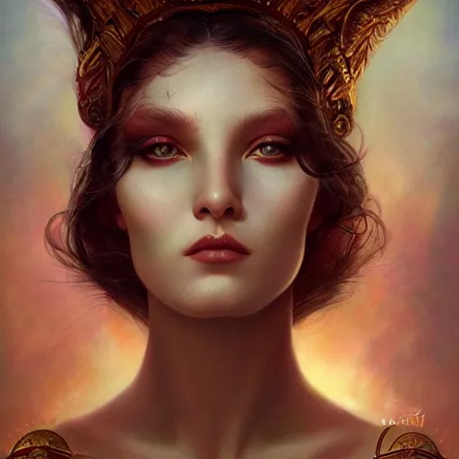 Image similar to a beautiful portrait of a celestial goddess by Jim Burns and Tom Bagshaw