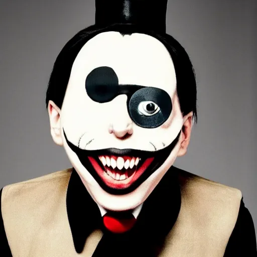 Prompt: marilyn manson as cat in the hat
