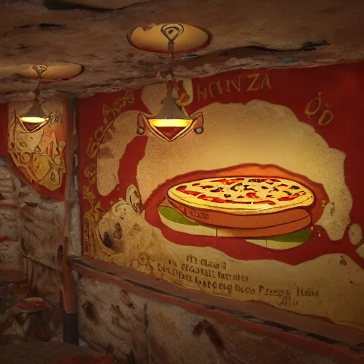 Image similar to pizza pockets of valhalla, highly detailed, radiant light, intricate environment