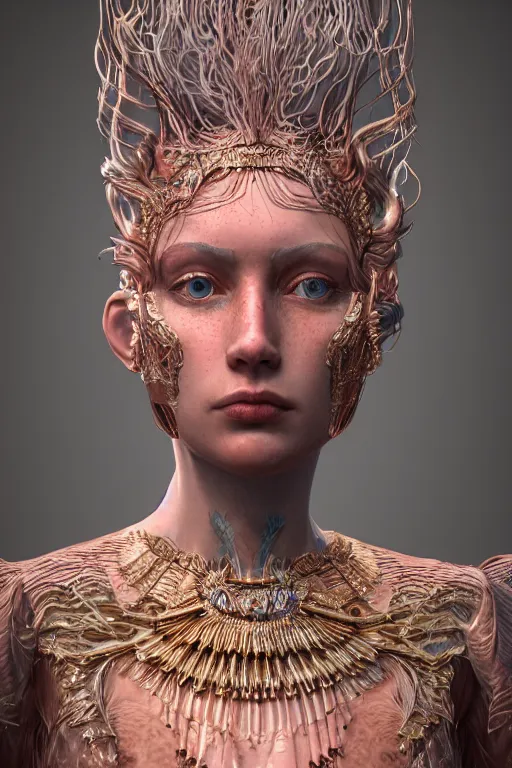 Image similar to hyper-realisti ultra-detailed maximalist and dramatic fullbody female portrait by igor goryunov inspired by andrei riabovitchev. Rendered by binx.ly 8k. Generative art. Tools used: Blender Cinema4d Houdini3d zbrush. Unreal engine 5 Cinematic. Beautifully lit. No background. artstation. Deviantart. CGsociety.