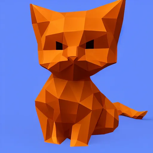 Prompt: low - poly kitten