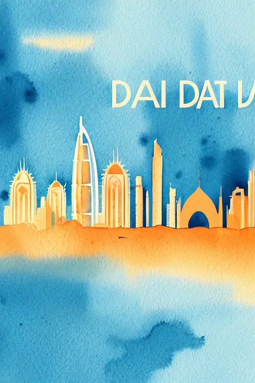 Image similar to minimalist watercolor art of dubai, illustration, vector art