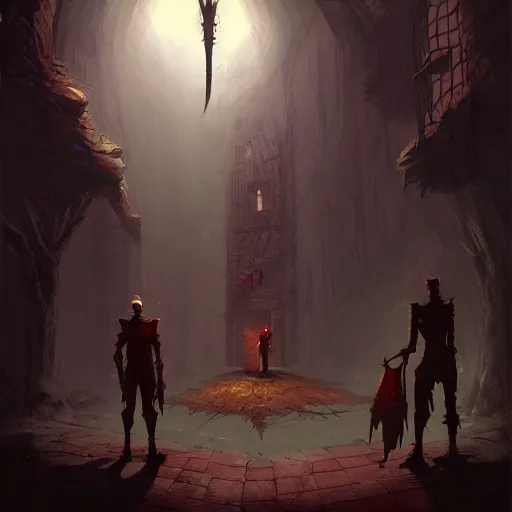 Prompt: adventure game npc by Marc simonetti, dark fantasy vampire world, inspired by Diablo concept art