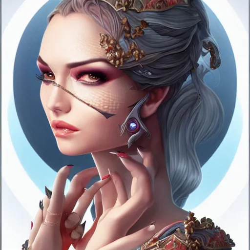 Image similar to allure queen, heroine, beautiful, detailed symmetrical close - up portrait, intricate complexity, in the style of artgerm and peter mohrbacher, cel - shaded