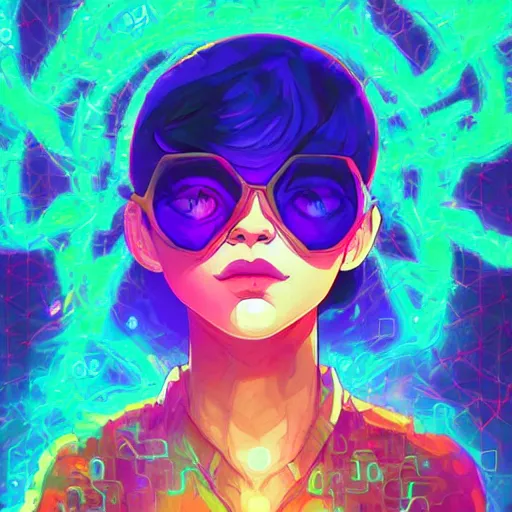 Image similar to skill magic geek inside matrix deepdream radiating a glowing aura stuff loot legends stylized digital illustration video game icon artstation lois van baarle, ilya kuvshinov, rossdraws,