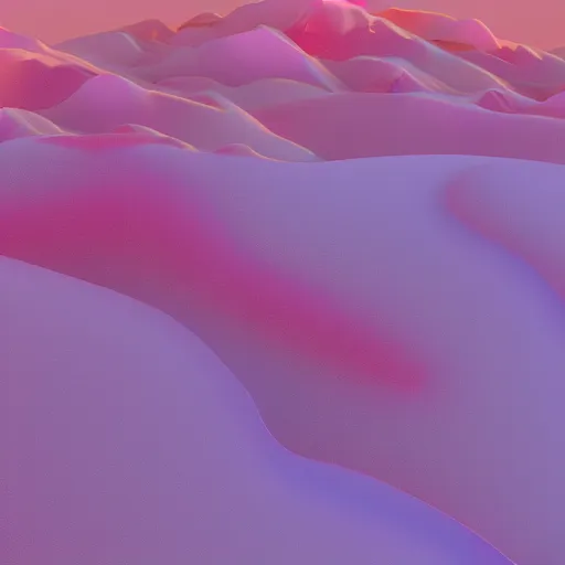 Prompt: 3 d render of a pink desert with pink clouds made out of cotton candy, super - detailed, colorful,