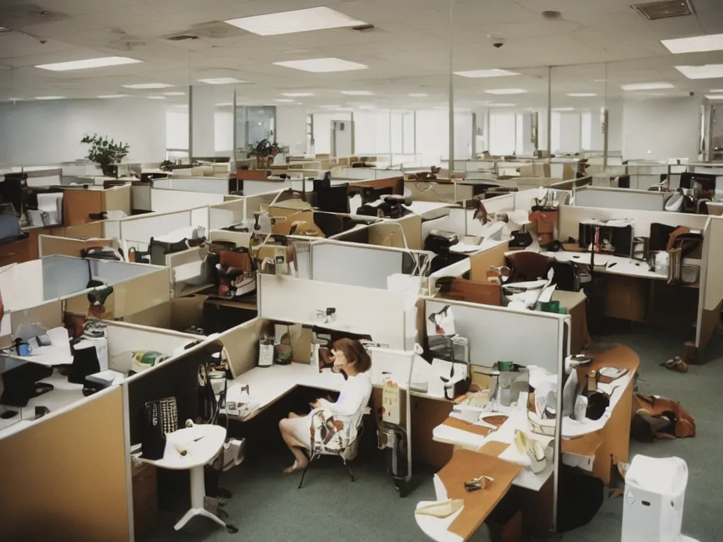 Image similar to coffee break in 90s cubicle office