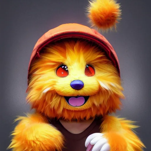 Image similar to suprised anime Portrait of Youppi the Chinese Mascot as a very happy and cute pokemon, highly detailed anime, high evolution, 1993, legendary, smooth, sharp focus, dynamic lighting, intricate, trending on ArtStation, shiny Youppi as suprised pikachu, illustration pokemon, art by WLOP