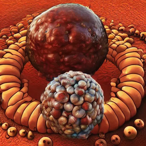 Prompt: illustration of a human meat ball, masterful digital art, sublime detail, epic composition, intricate detail