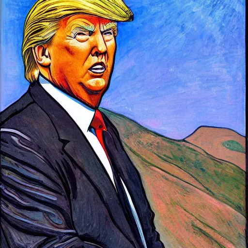 Image similar to donald trump painted by ferdinand hodler