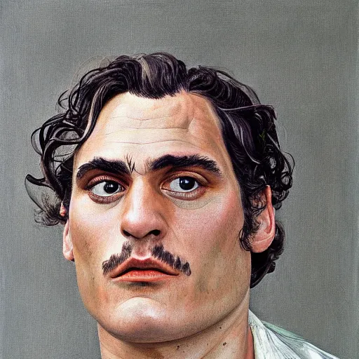Prompt: high quality high detail painting by lucian freud, hd, portrait of joaquin phoenix