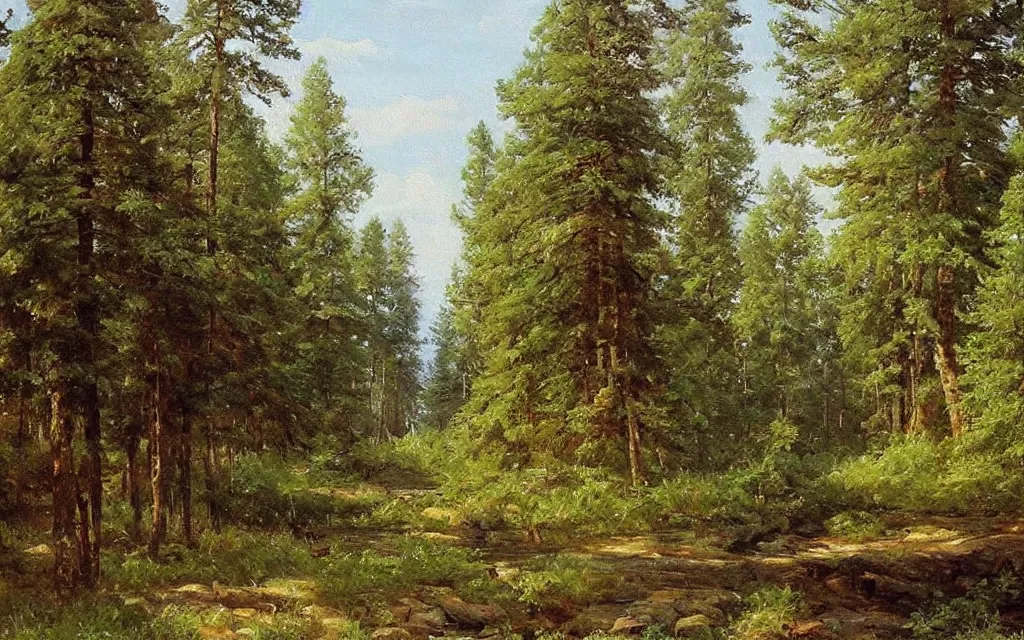 Image similar to a beautiful painting representative of the art style of ivan shishkin