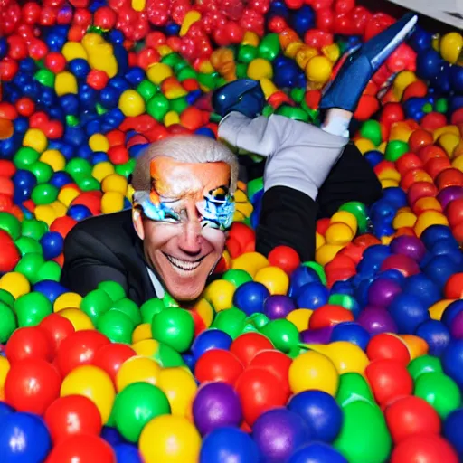 Image similar to joe biden playing in a ball pit