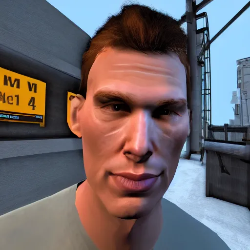 Prompt: jerma985 in half life 2, wide shot, portrait, unreal engine, in game screenshot, high definition, detailed