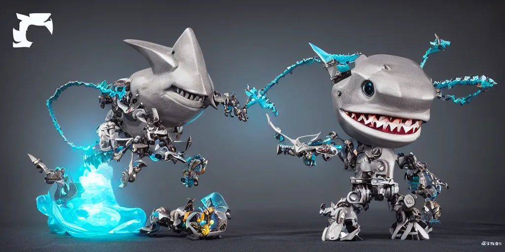 Image similar to very cute strong shark mystical statue robot, highly detailed, 8 k, masterpiece, super resolution.