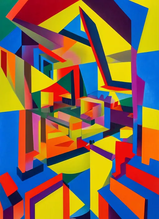 a cubist painting of a self-consuming 4d impossible | Stable Diffusion