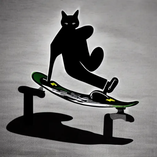 Image similar to a cat pulling a man on a skateboard