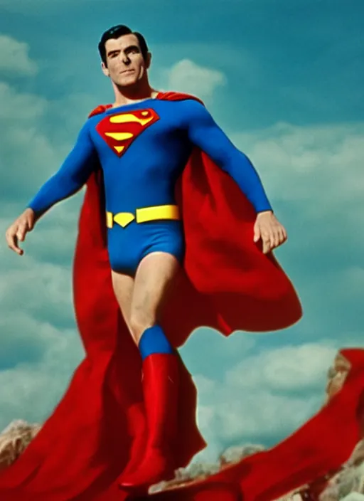 Prompt: film still of Sean Connery as Superman in Superman, 4k