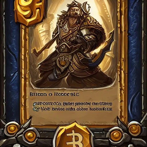 Prompt: bitcoin warrior, gold theme, hearthstone art style, epic fantasy style art, fantasy epic digital art, epic fantasy card game art