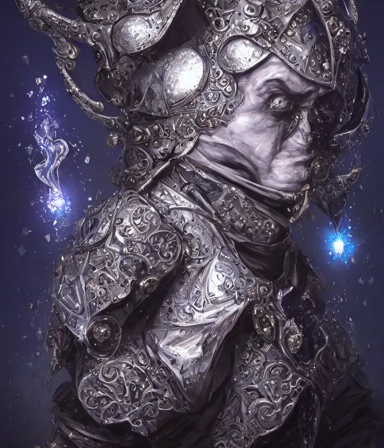 Image similar to front!!! shot of a court jester!!! character, mesmerizing fractal hypercubes, platinum cracked, dark holography!!!, future, metallic galactic, crystalline edges, polygonal, elegant, highly detailed, centered, (((artstation, concept art, jagged, sharp focus, artgerm, Tomasz Alen Kopera, Peter Mohrbacher, donato giancola, Joseph Christian Leyendecker, WLOP, Boris Vallejo))), ((raytracing)), mugshot!!!!!, ugly!!!!!!, octane render, nvidia raytracing demo, octane render, nvidia raytracing demo, octane render, nvidia raytracing demo, 8K, cinematic, masterpiece, fine portrait