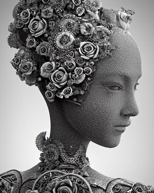 Image similar to mythical dreamy black and white organic bio-mechanical spinal ribbed profile face portrait detail of translucent steampunk beautiful siamese sisters females angelic-human-queen-vegetal-cyborg, highly detailed, intricate trnaslucent ivy jelly ornate, poetic, translucent roses ornate, 3D render, digital art, octane render, 8K artistic photography, photo-realistic, by Dora Maar