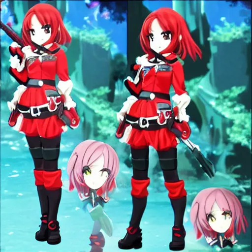 Image similar to Houshou Marine. Hololive character. Anime girl, 宝鐘マリン. Red pirate outfit and black pirate tricorn. brickred outfit colorscheme. Full body anime. Her name is Houshou Marine. Anime cute face