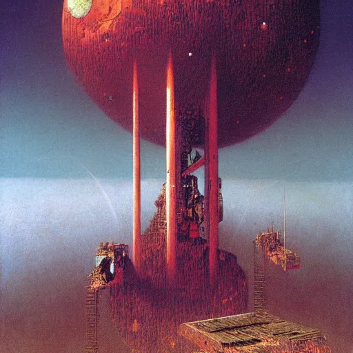 Image similar to satelite futurism by beksinski and gustave dore and gediminas pranckevicius