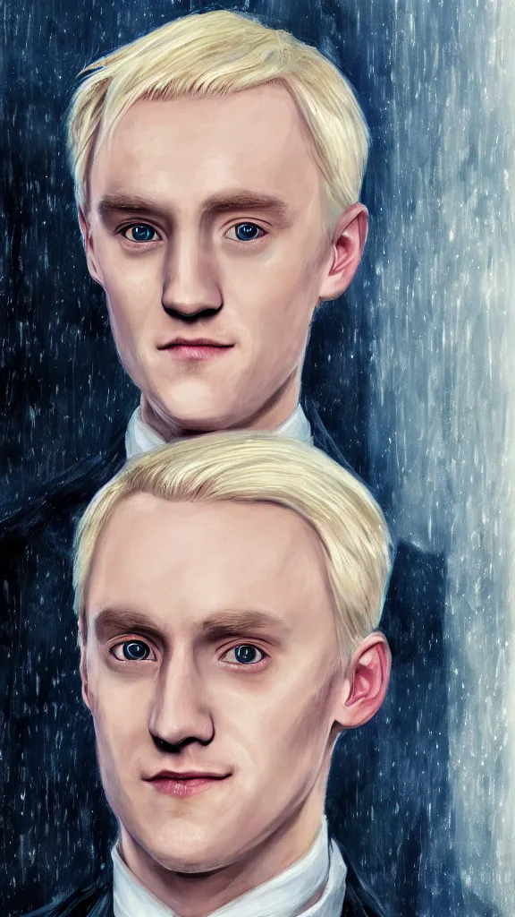 Image similar to a close - up portrait of draco malfoy, attending the yule ball. beautiful painting by jim kay. color harmony, 8 k detail, gallery quality, hd wallpaper, premium prints available, hyper - detailed, intricate design.