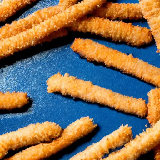 Image similar to cinematic shot of a plate of fish sticks sitting in the middle of a desert, 8k, ultra intricate, ultra detailed, depth of field, epic,