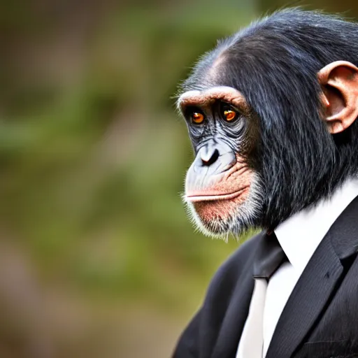 Image similar to chimpanzee wearing a suit and tie, ready for a meeting