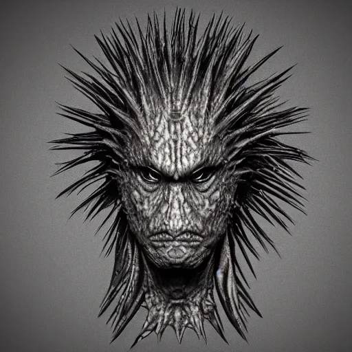 Image similar to swamp monster, aquatic head, spiky spine, 8k, swampy,