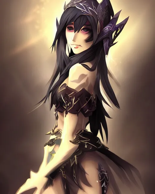 Image similar to elven dark elf girl, in the style of sumihei, tokyo ravens style, dynamic lighting, fantasy concept art, trending on art station, stunning visuals, ultra detailed