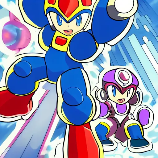 Prompt: megaman, by ken sugimori