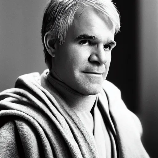 Image similar to “Steve Martin as Obi Wan Kenobi. Detailed portrait, shallow focus, 8k.”