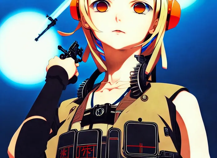 Image similar to ilya kuvshinov anime illustration tank girl, last exile, murata range, fine detail, perfect anime face, dramatic lighting, dynamic composition, art deco, cel shading, vivid, rich texture, yoshinari yoh, alphonse mucha, ( ( ( colorful ) ) )