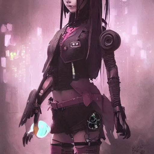 Prompt: cybergoth little girl, artwork by greg rutkowski and hiroriko araki