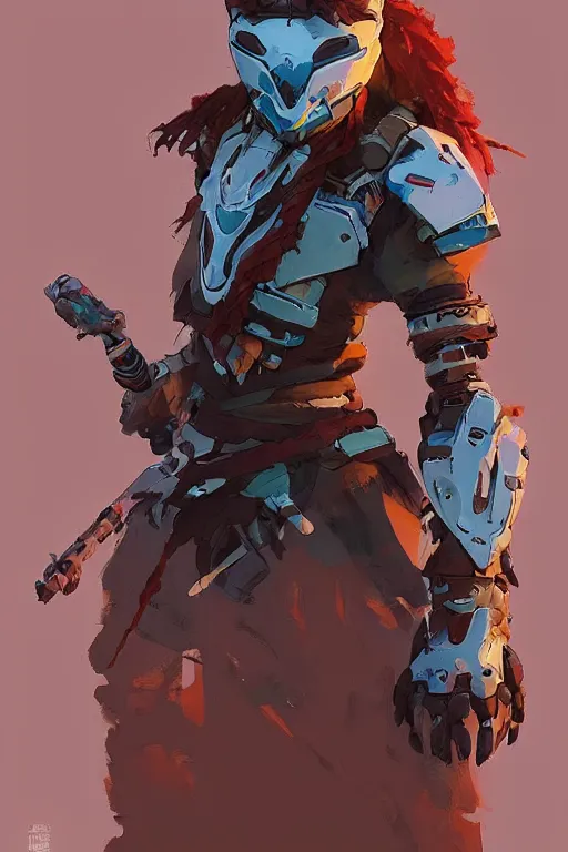 Image similar to combination suit armor aloy horizon forbidden west horizon zero dawn robot ninja mask helmet backpack tribal, art gta 5 comics, official fanart behance hd artstation by jesper ejsing, by rhads, makoto shinkai and lois van baarle, ilya kuvshinov, ossdraws radiating a glowing aura cgi rtx 2 0 2 2