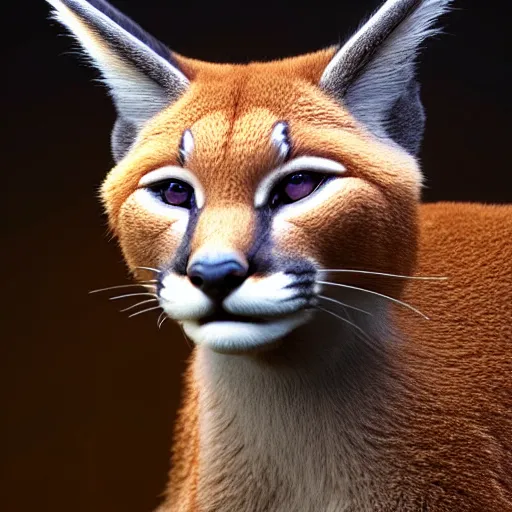 Image similar to A beautiful hyper realistic ultra detailed lifelike cinematic still of cute caracal, unreal engine, deviantart, flickr, artstation, octane render, textured, colorful, extreme realistic detail, physically based rendering, pbr render, very detailed, volumetric lighting, detailed lighting, octane render, 4k, cinematic lighting, 8k resolution