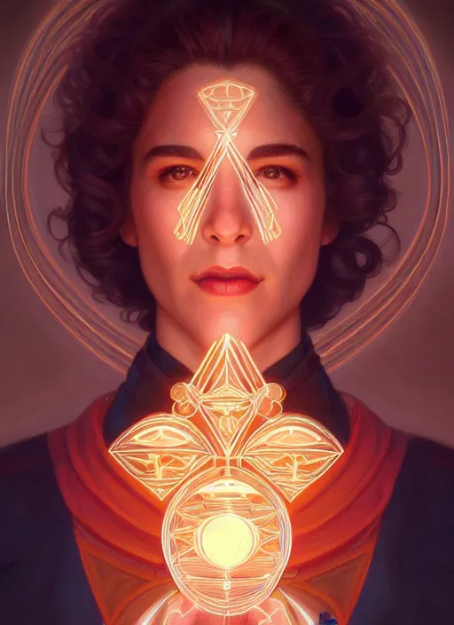 Image similar to symmetry!! portrait of seinfeld, glowing lights!! intricate, elegant, highly detailed, digital painting, artstation, concept art, smooth, sharp focus, illustration, art by artgerm and greg rutkowski and alphonse mucha