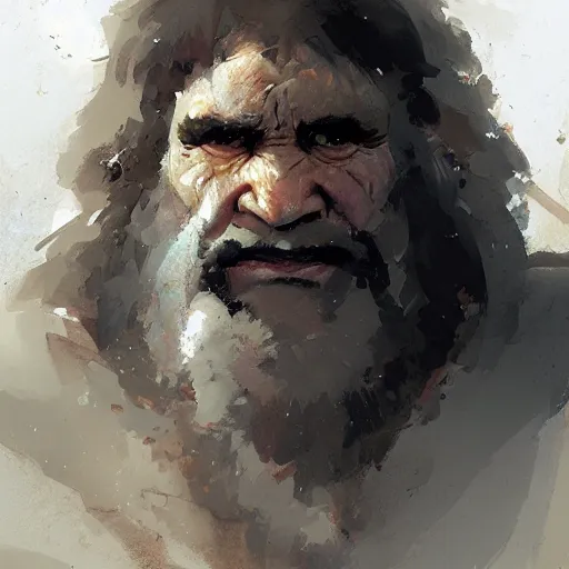 Prompt: a sympathetic caveman, character portrait by greg rutkowski, craig mullins